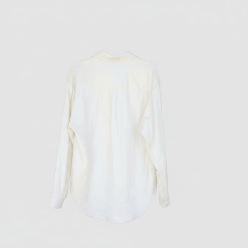 The Bone Button Up Crop in bone linen